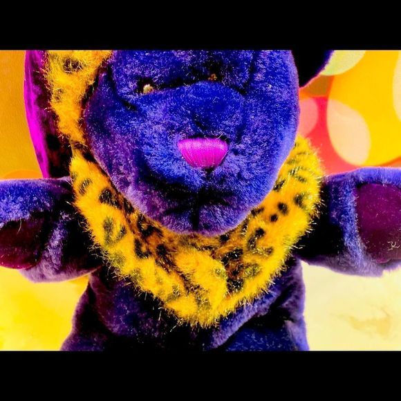 Dan Dee Collector's Choice Leopard Print Hat Royal Purple Plush Teddy Bear 13" - Picture 3 of 8